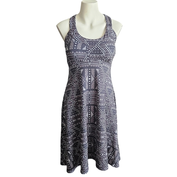 prAna Cali Athletic Tribal Print Knit Racerback Empire Waist Dress Sz S - Picture 1 of 8